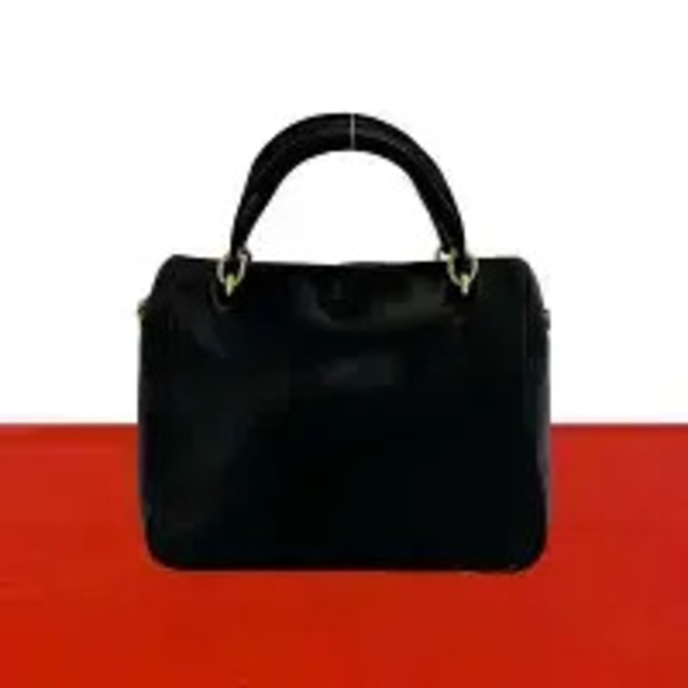 Celine Star Leather Handbag Boston Bag Black
